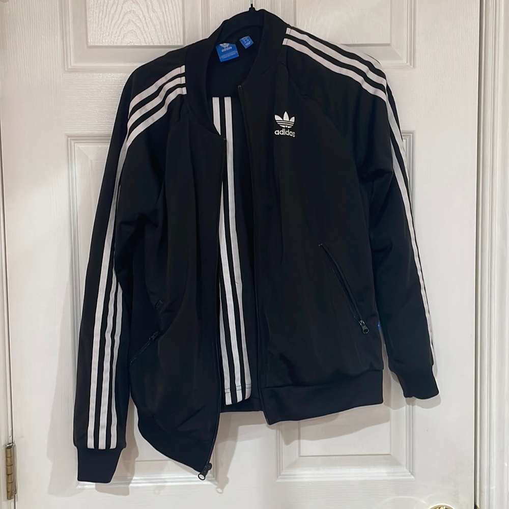 Black Adidas tracksuit set both jacket and track pants size medium
